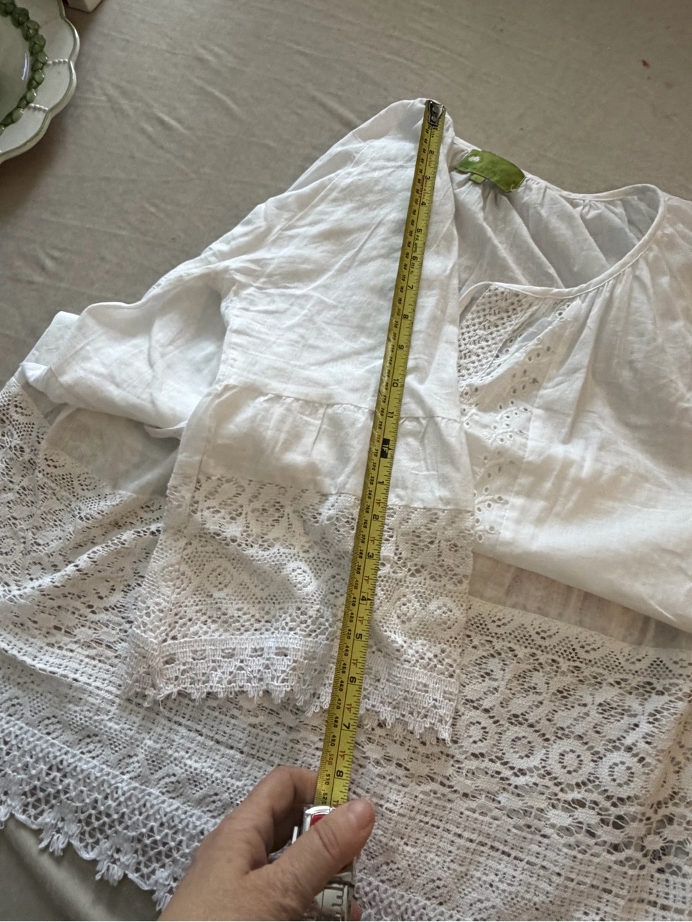Women’s White Lace-Trim Peasant Tunic - Picture 11 of 16